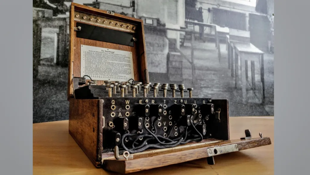 Az Enigma (Forrás: https://theddaystory.com/bletchley-park-and-enigma/)