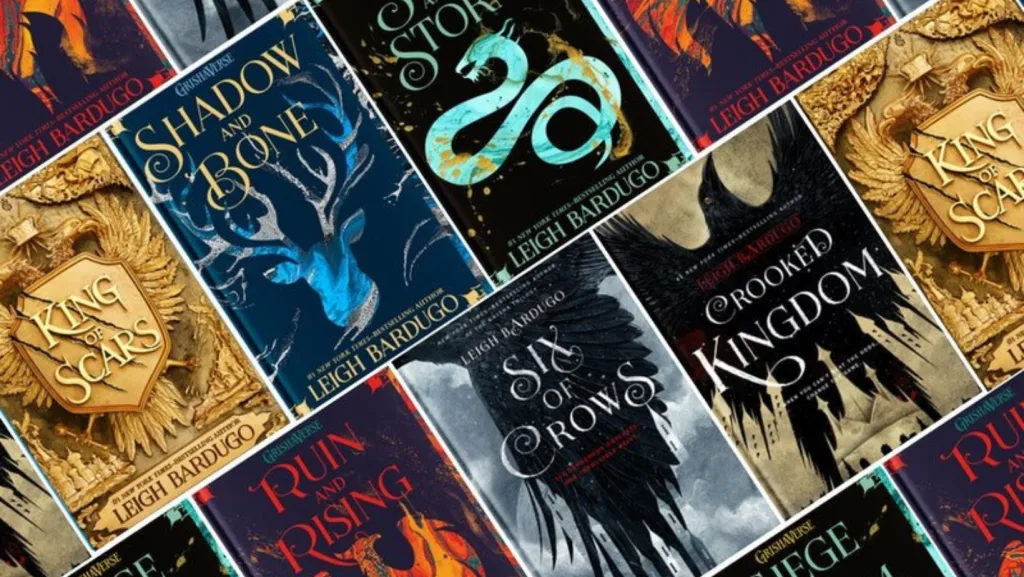 Bardugo Grisaverzuma eredeti nyelven (Forrás: https://www.bustle.com/entertainment/shadow-and-bone-grishaverse-book-order-list)