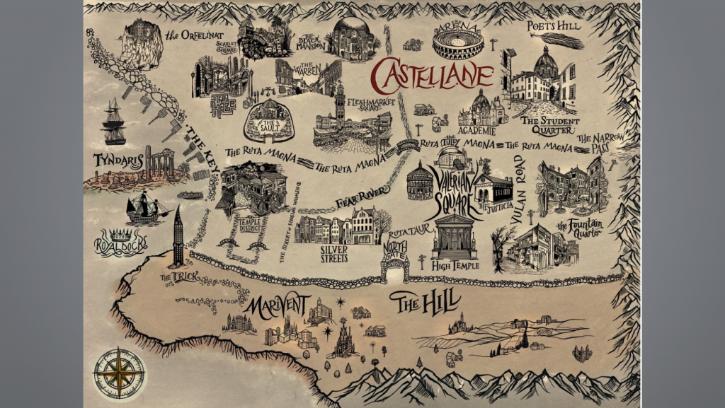Castellane térképe (Forrás: https://cassandraclare.tumblr.com/post/727904916744568832/map-of-castellane-im-pretty-sure-if-you-tap-on)